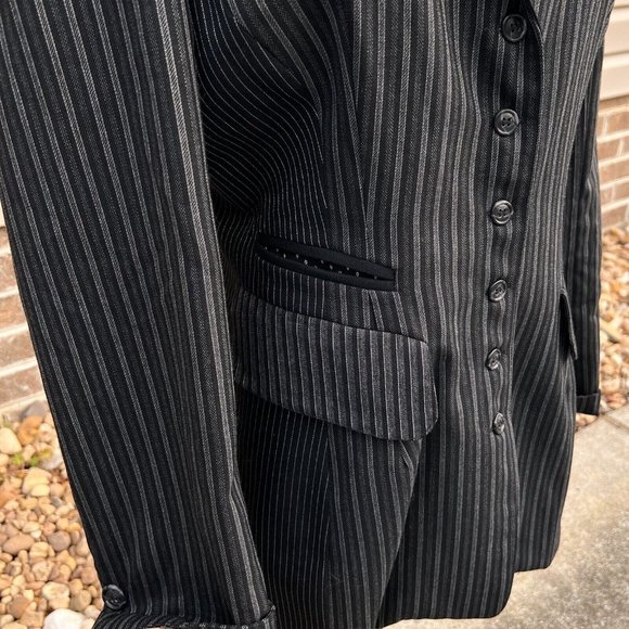 Tina Hagen VTG Wool Blazer Medium Artsy 4 Fabric Patterns Black Gray Silver Sz M - Picture 7 of 15